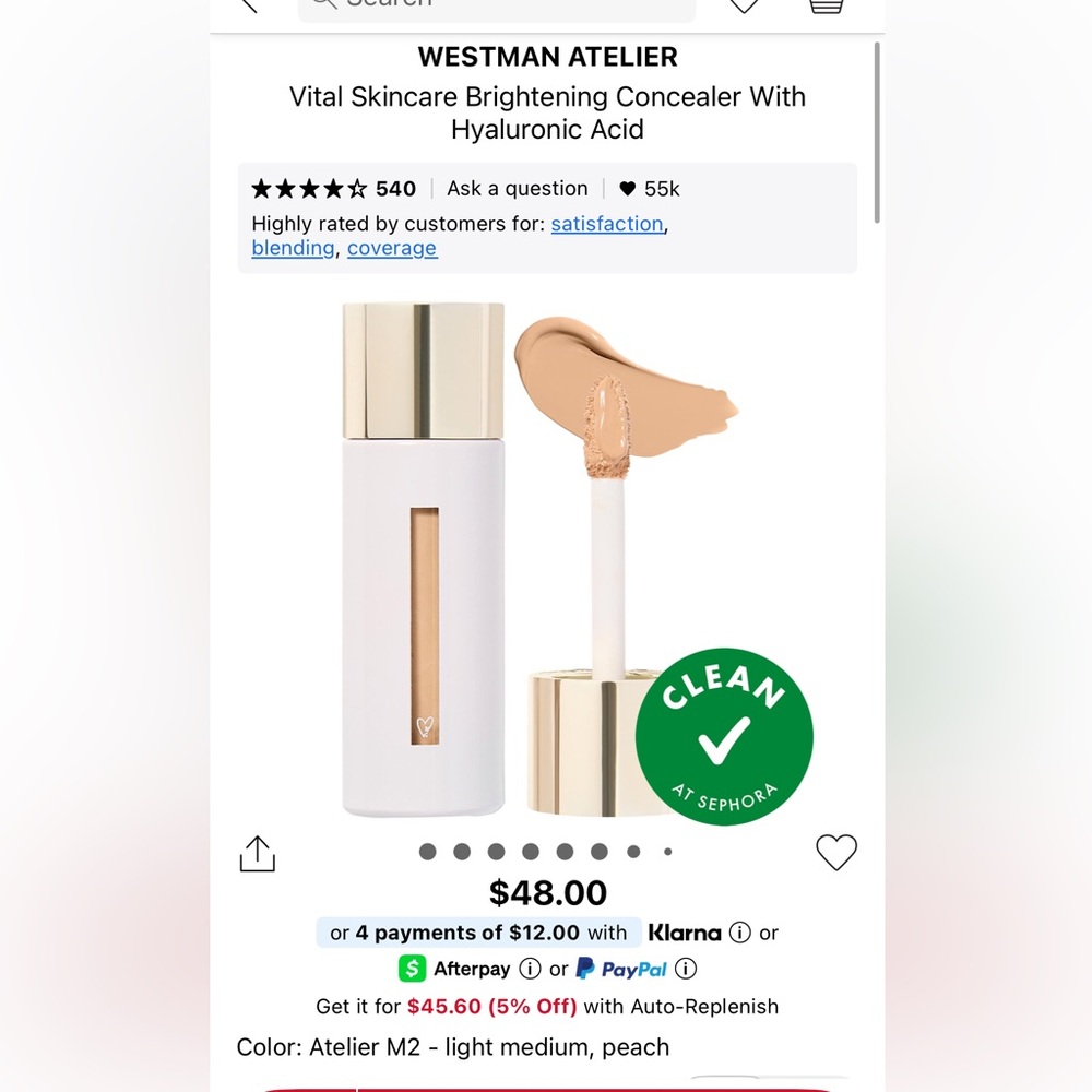 Westman Atelier vital brightening concealer - shade M2 - light medium peach
